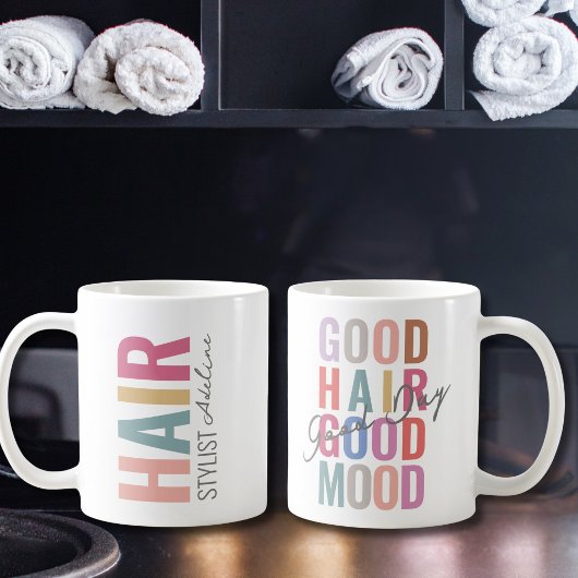 Pastellfarbenfrohe Haar Stylist Name Motivation Zi Kaffeetasse