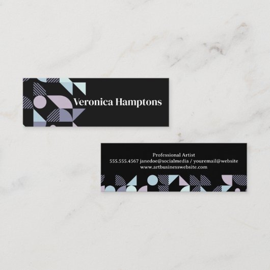 Pastellfarbgeometrische Muster Mini Visitenkarte (Vorne/Hinten)
