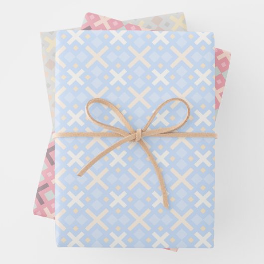 Pastellfarbiges geometrisches Rechteck-Muster Geschenkpapier Set (Beispiel)