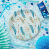 Pastellfeder-Rosa-aquamarines blaues Pappteller (Party)