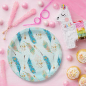 Pastellfeder-Rosa-aquamarines blaues Pappteller (Party)