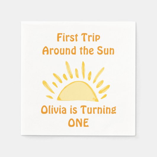 Pastellfest Erster Ausflug rund um die Sun Birthda Serviette (Vorderseite)