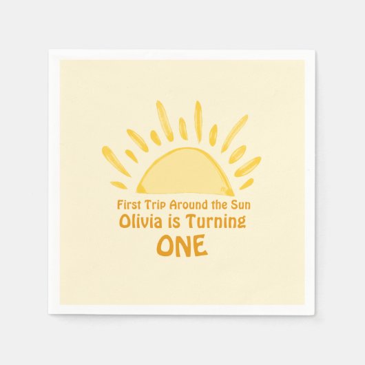 Pastellfest Erster Ausflug rund um die Sun Birthda Serviette (Vorderseite)
