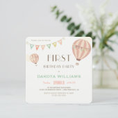 Pastellflagge u. erster Geburtstag der Einladung (Stehend Vorderseite)