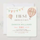 Pastellflagge u. erster Geburtstag der Einladung (Vorderseite)