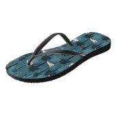 Pastellflamingos auf aquamarinem badesandalen (Schrägansicht)