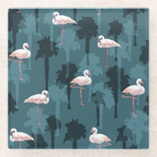 Pastellflamingos auf aquamarinem glasuntersetzer