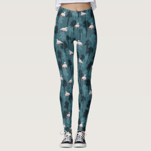Pastellflamingos auf aquamarinem leggings