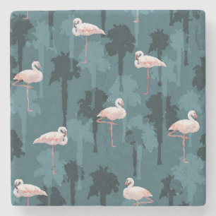 Pastellflamingos auf aquamarinem steinuntersetzer