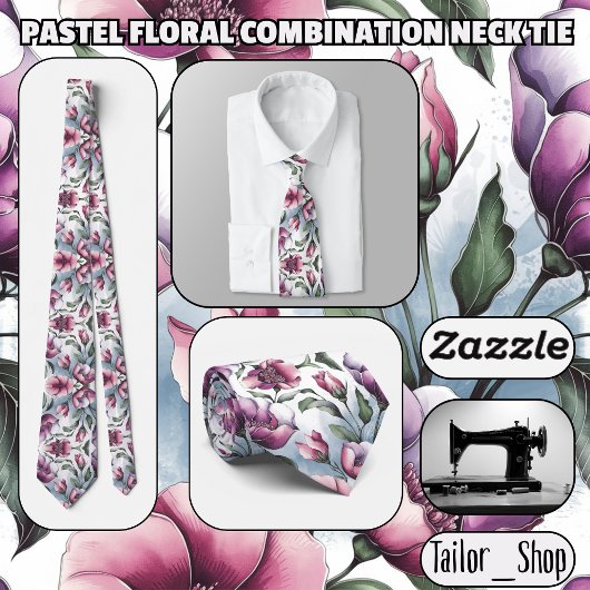 Pastellfloral Kombination Krawatte