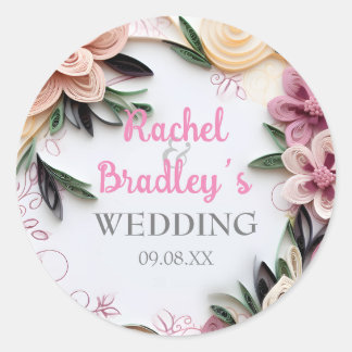 Pastellflorale Hochzeitskranz Runder Aufkleber