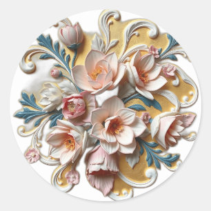 Pastellflorale Vereinbarung mit künstlerischen Kur Runder Aufkleber