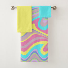 Pastellflüssigkeitswellen Badhandtuch Set