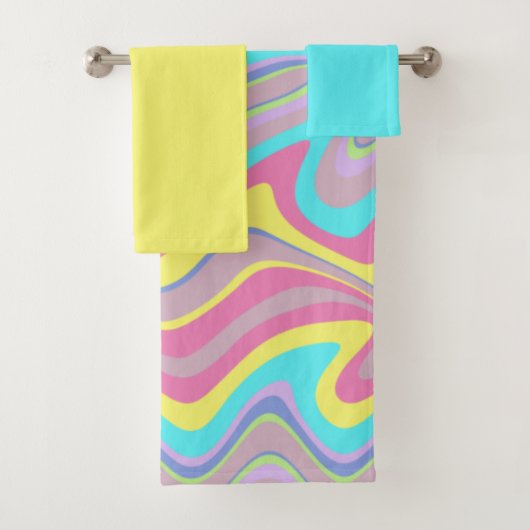 Pastellflüssigkeitswellen Badhandtuch Set (Insitu)