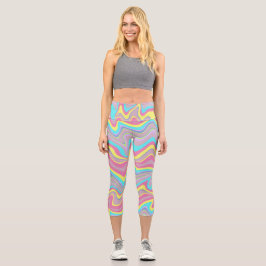 Pastellflüssigkeitswellen Capri Leggings