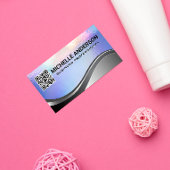 Pastellfolie Textur | Metallisch | QR-Code Visitenkarte