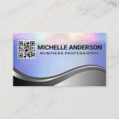 Pastellfolie Textur | Metallisch | QR-Code Visitenkarte (Vorderseite)