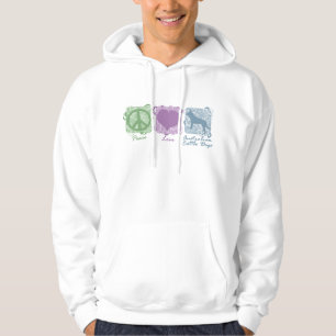 Pastellfrieden, Liebe und australische Vieh-Hunde Hoodie