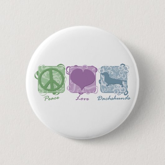 Pastellfrieden, Liebe und Dackeln Button (Vorderseite)