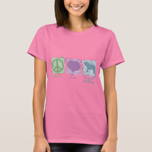 Pastellfrieden, Liebe und englische Bulldoggen T-Shirt