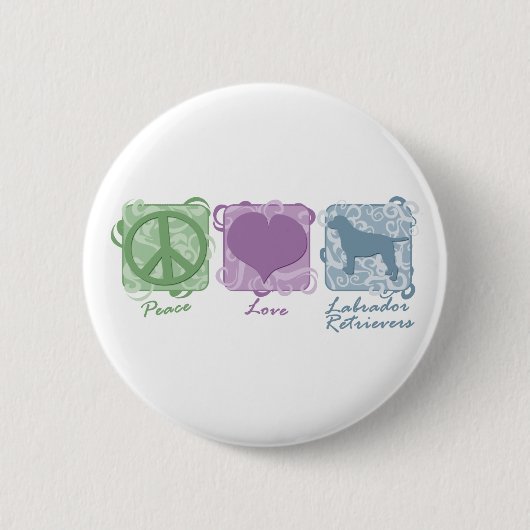 Pastellfrieden, Liebe und Labrador-Retriever Button (Vorderseite)