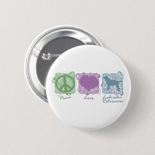 Pastellfrieden, Liebe und Labrador-Retriever Button (Vorne & Hinten)