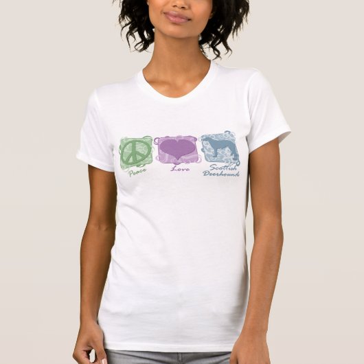 Pastellfrieden, Liebe und Scottish Deerhounds T-Shirt (Vorderseite)