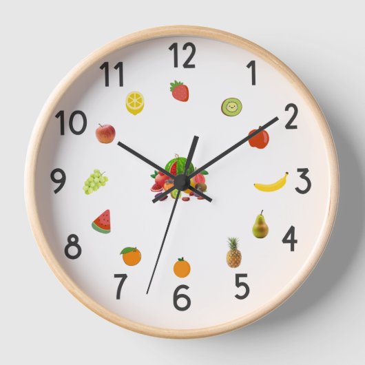 “Pastellfrucht-Küchenuhr – Dekorative Wanduhr (Vorderseite)