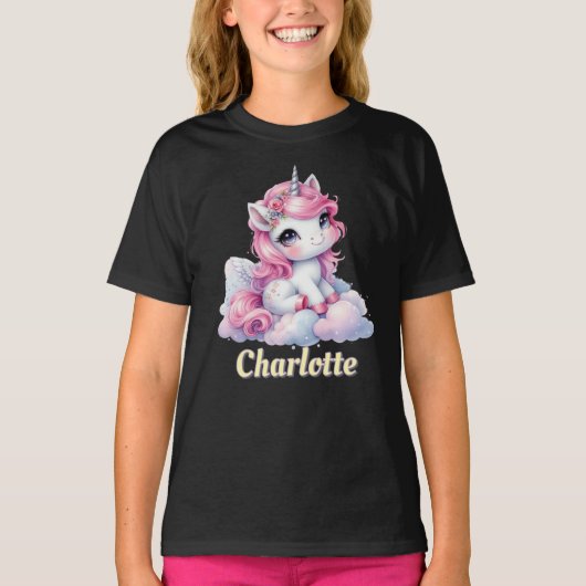 Pastellfunkel unicorn Zauberwolke schwarz T-Shirt (Vorderseite)