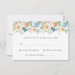 Pastellgarden Blue Floral Wedding RSVP Antwortkart