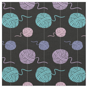 Pastellgarn-Ball-String-Muster Schwarz Stoff