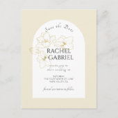 Pastellgelb | Boho Arch Gold Floral Wedding Postkarte (Vorderseite)