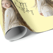 Pastellgelb & Geburtstagstext und Foto - Geschenkpapier (Rolleneckpunkt)