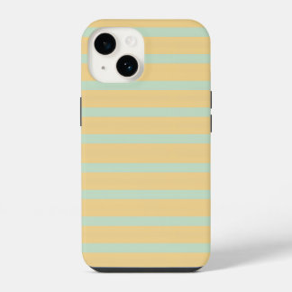 Pastellgelb-Mintgrün-gestreiftes Retro-Muster iPhone 14 Hülle