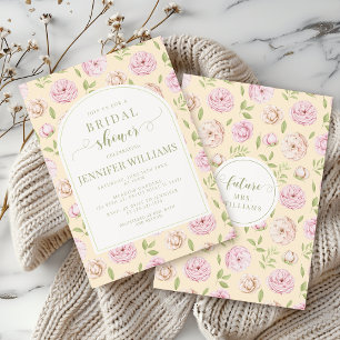 Pastellgelb Rosa Brautparty Boho Arch Einladung