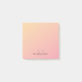 Pastellgelb Rosa Farbverlauf Monogramm Post-it Klebezettel (Vorderseite)