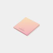 Pastellgelb Rosa Farbverlauf Monogramm Post-it Klebezettel (angewinkelt)