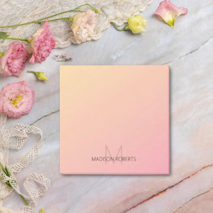 Pastellgelb Rosa Farbverlauf Monogramm Post-it Klebezettel