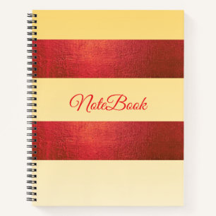 Pastellgelb-Rot-Gold-Signatur-Notizbuch Notizblock