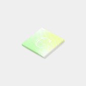 Pastellgelb und grün, Monogramm mit zweifarbigem F Post-it Klebezettel (angewinkelt)