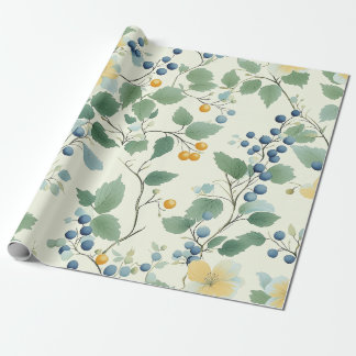 Pastellgelb und grünes Botanisches Weinmuster Geschenkpapier