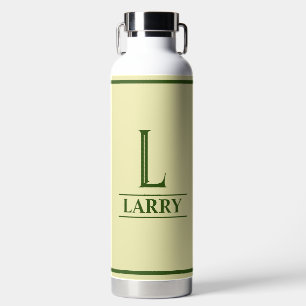 Pastellgelb und Jägergrün Monogramm Trinkflasche