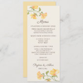 Pastellgelbe Aquarellfarben Hochzeitsempfang Menükarte (Vorne/Hinten)