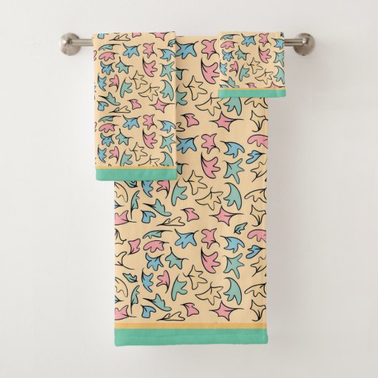 Pastellgelbe Blätter Badhandtuch Set (Insitu)