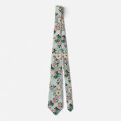 Pastellgelbe Blume Rosa Rosen Krawatte (Vorderseite)