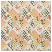 Pastellgelbe Blumensteppdecke Patchwork Vintage