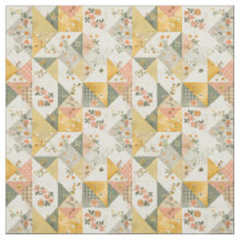 Pastellgelbe Blumensteppdecke Patchwork Vintage