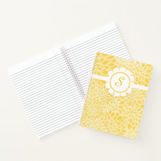 Pastellgelbe Dahlien-Monogramm Notizblock (Innenseite)
