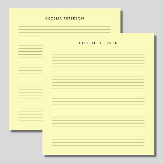 Pastellgelbe, klassische, kleine Linien Notizblock