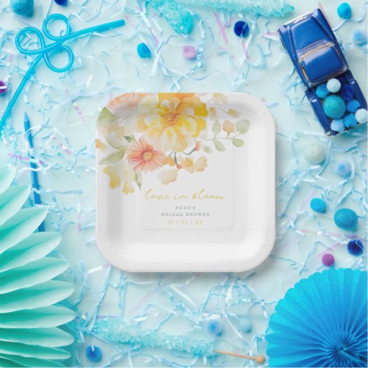 Pastellgelbe Liebe im Brautparty Bloom Pappteller (Party)